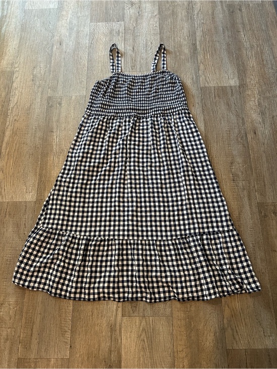 Lane Bryant Dresses & Skirts - Lane Bryant Navy Blue + White Gingham Midi Dress with Ruffle Hem. Size: L/XL